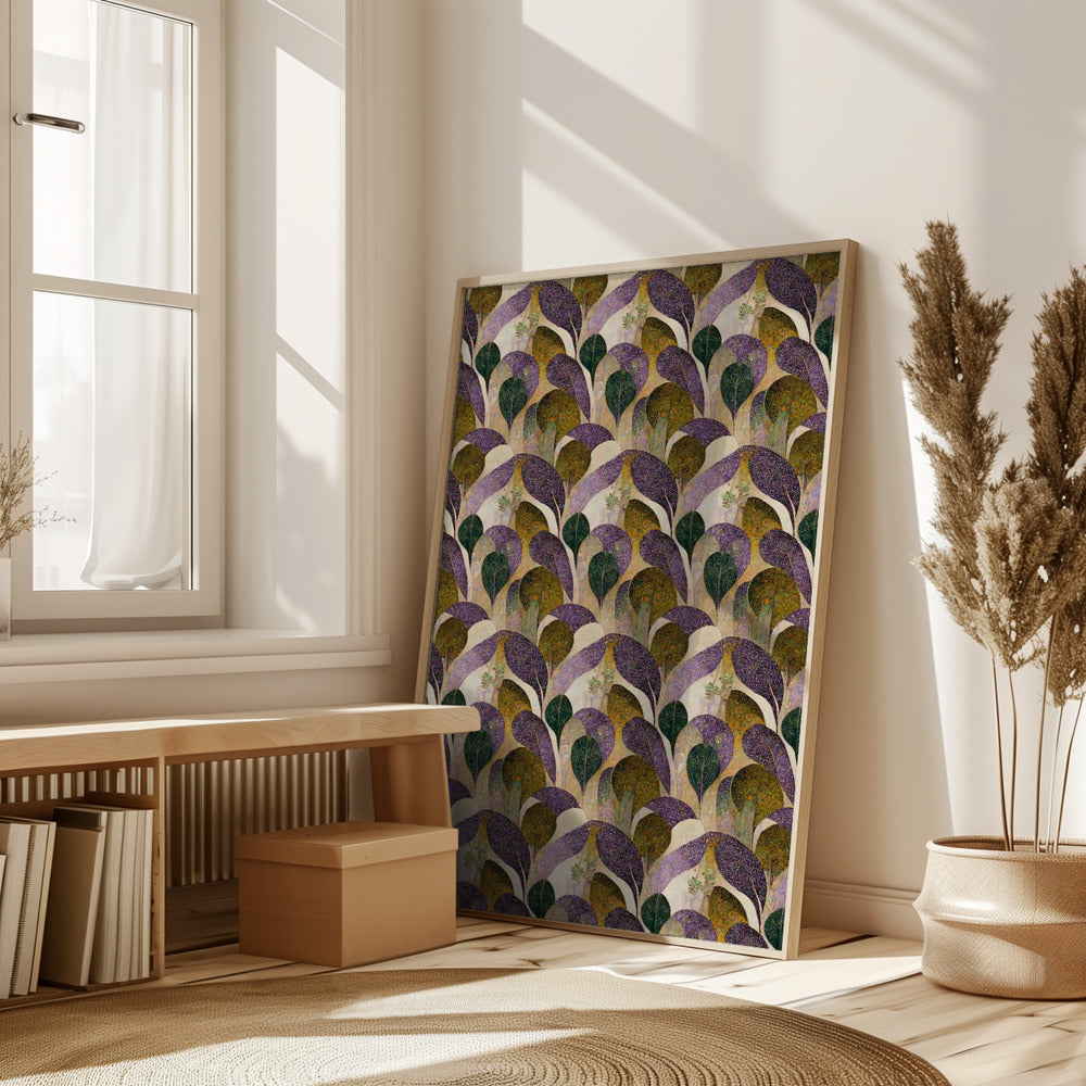 Purple Leafs Pattern Poster