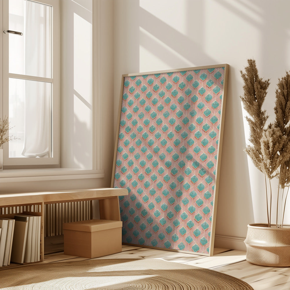 Turquoise Rhombus Pattern Poster