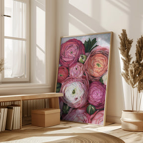 Arleth ranunculus bouquet in warm pink Poster