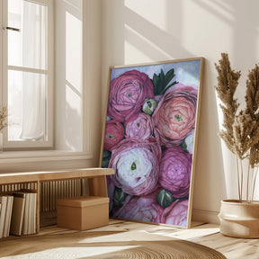 Arleth ranunculus bouquet in cold pink Poster