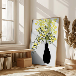 Yellow blooms in a vase Poster