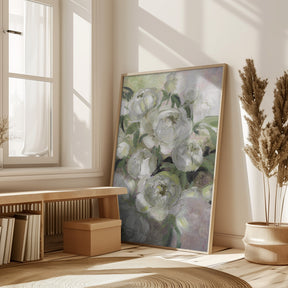 Sady painterly florals in green Poster