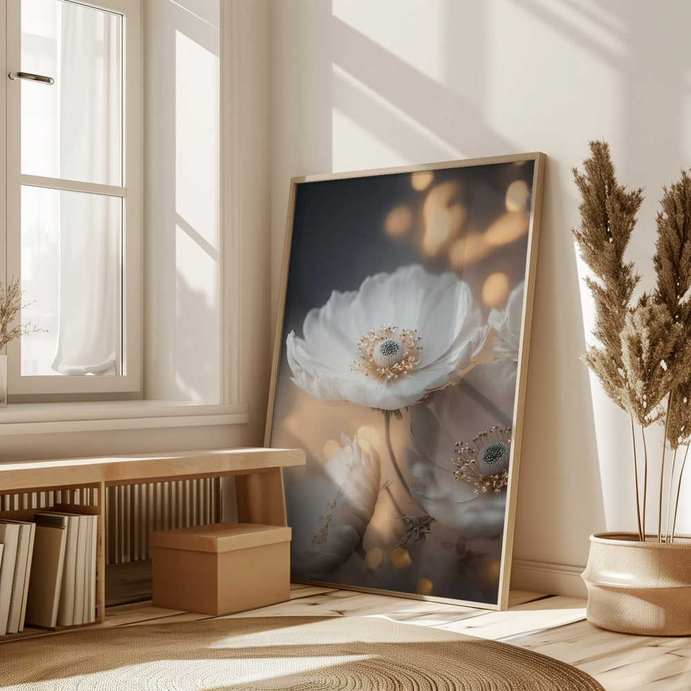 White And Golden Flowers Poster