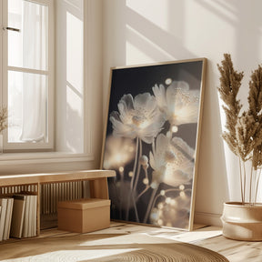 White Glowing Flowers Poster