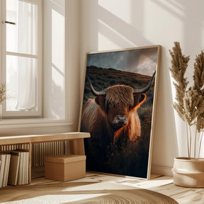 Highland Cow With Big Horns Poster