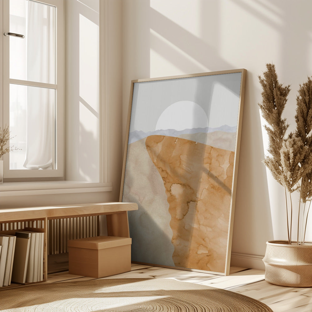 Sand dune and moon Poster