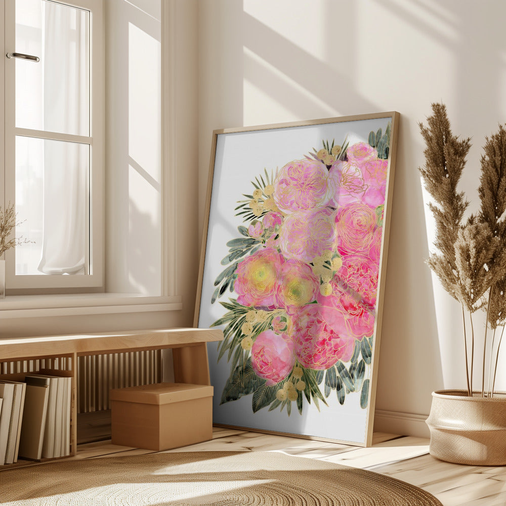 Rekha floral art in light pink watercolor Poster