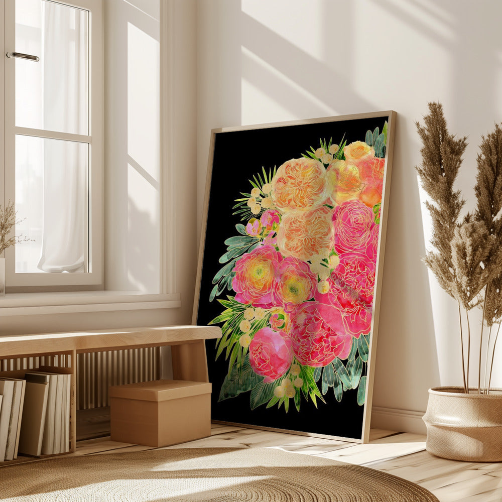 Rekha floral art in bright watercolor Poster