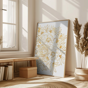 Nanette floral art in gold Poster