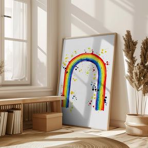 Rainbow watercolor with splatters Poster