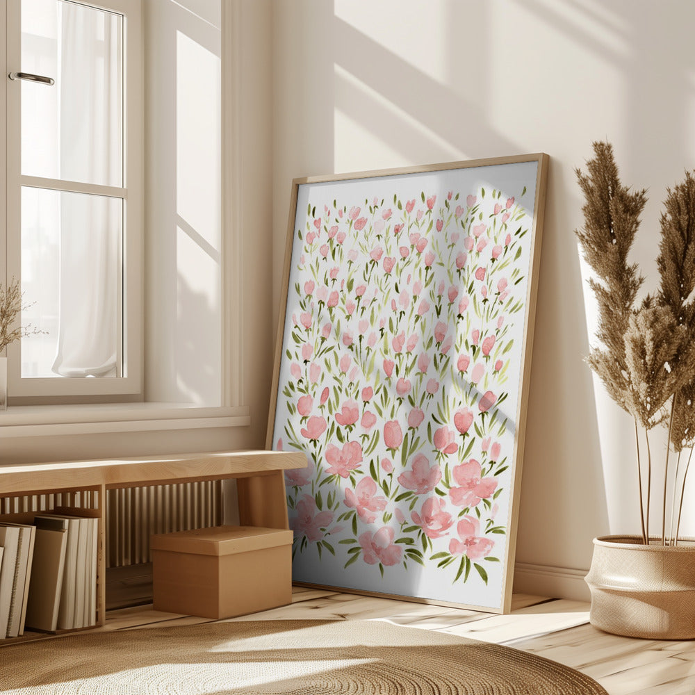 Field of pink flowers Poster