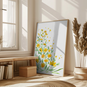 Yellow watercolor wildflowers Poster