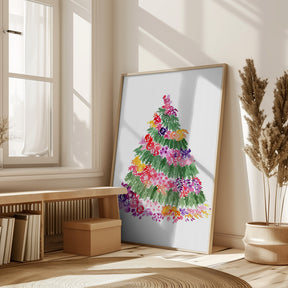 Floral watercolor Christmas tree Poster