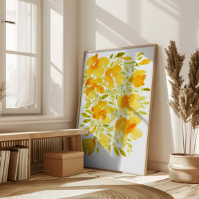 Watercolor California poppies quad 4 Poster