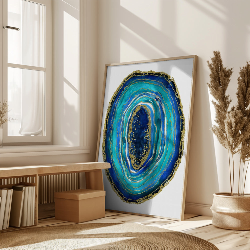 Turquoise and blue geode Poster