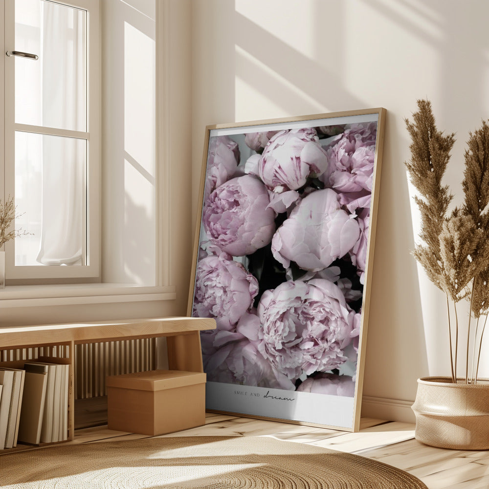 Smile and dream peonies Poster