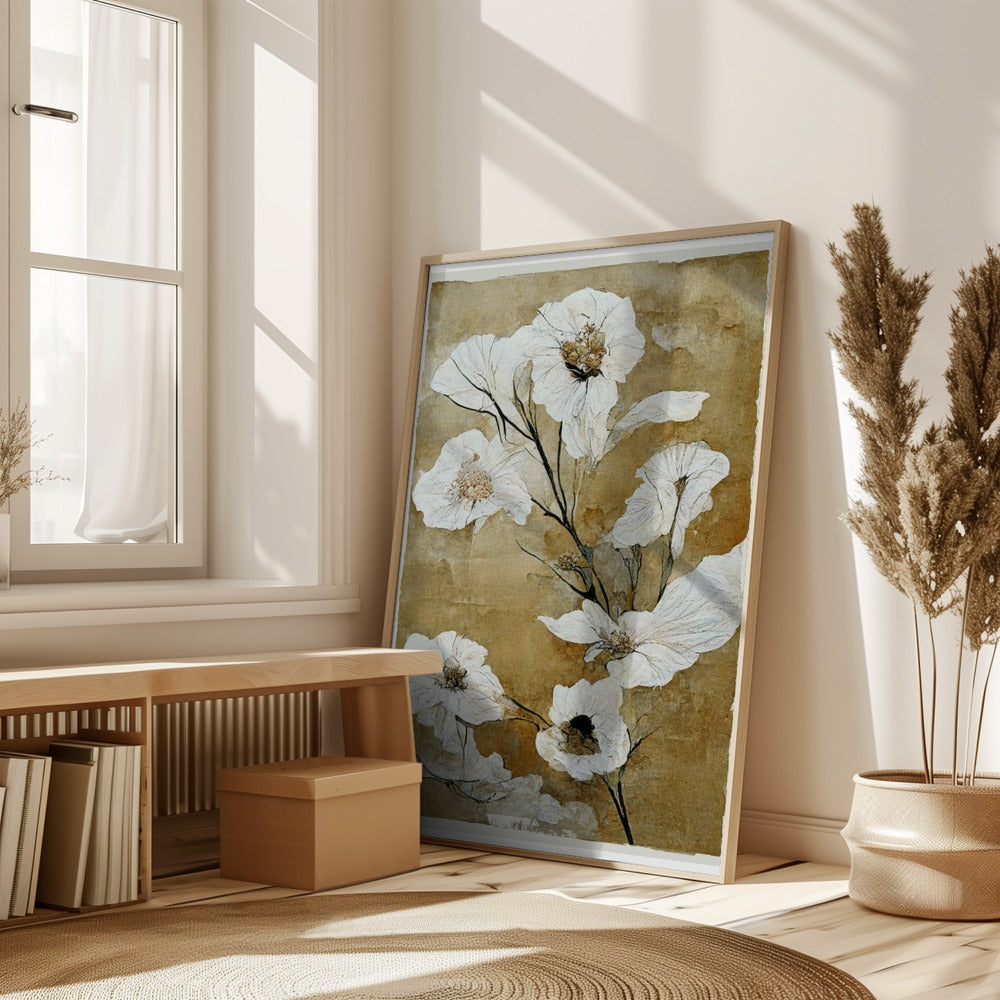 White Dry Flowers Poster