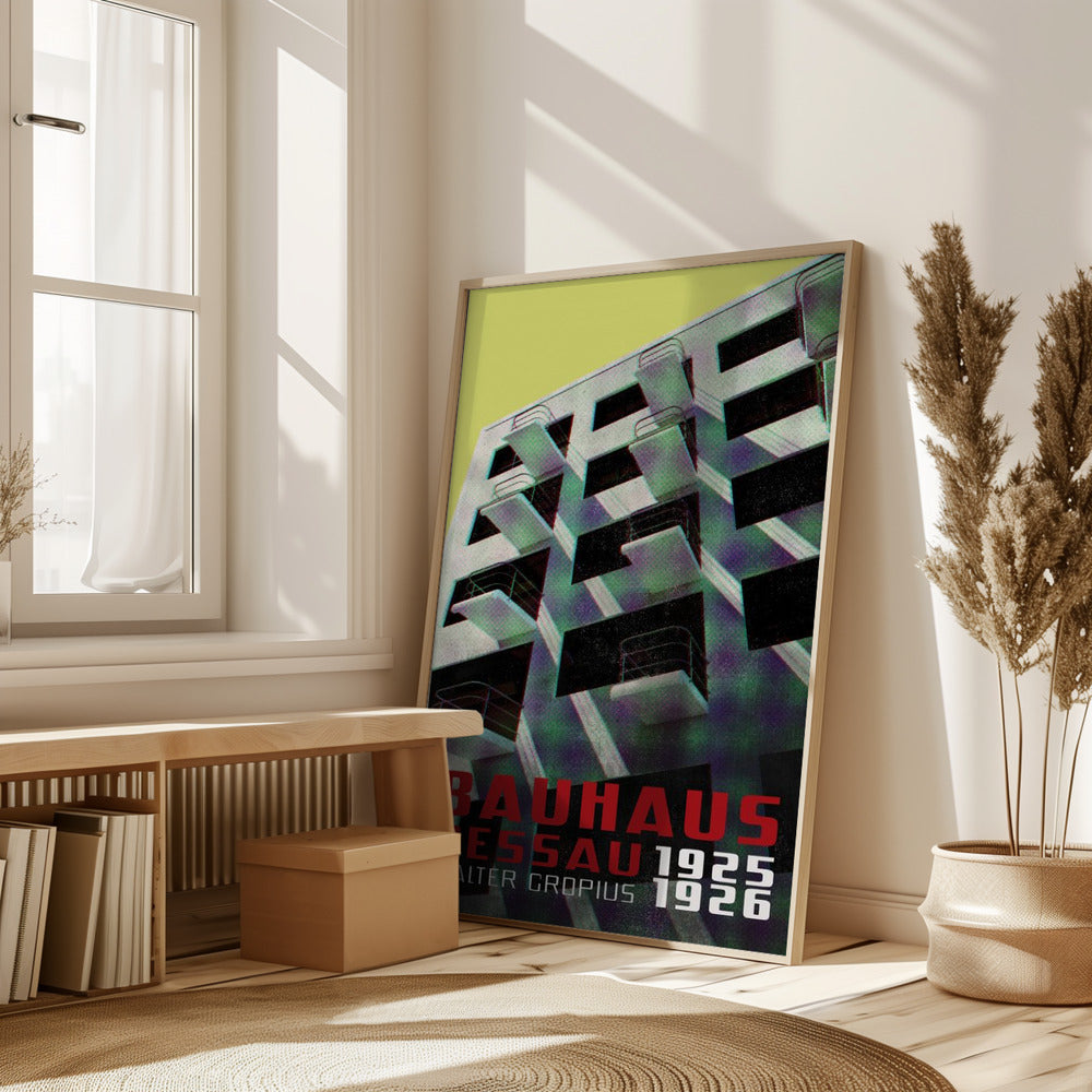 Bauhaus Dessau architecture in vintage magazine style VIII Poster