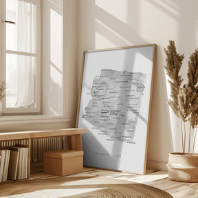 Grayscale watercolor map of Arizona, USA Poster