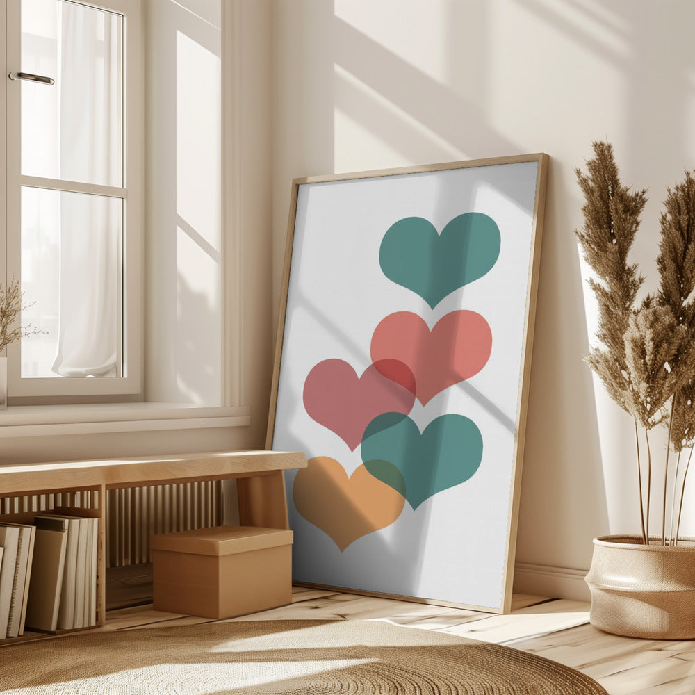 Mid century hearts Poster