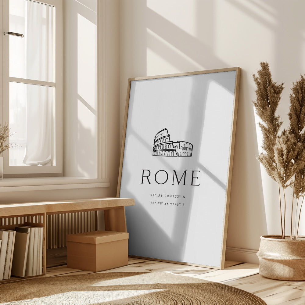 Rome coordinates with Colosseum sketch Poster