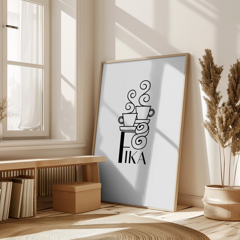 Fika line art illustration Poster