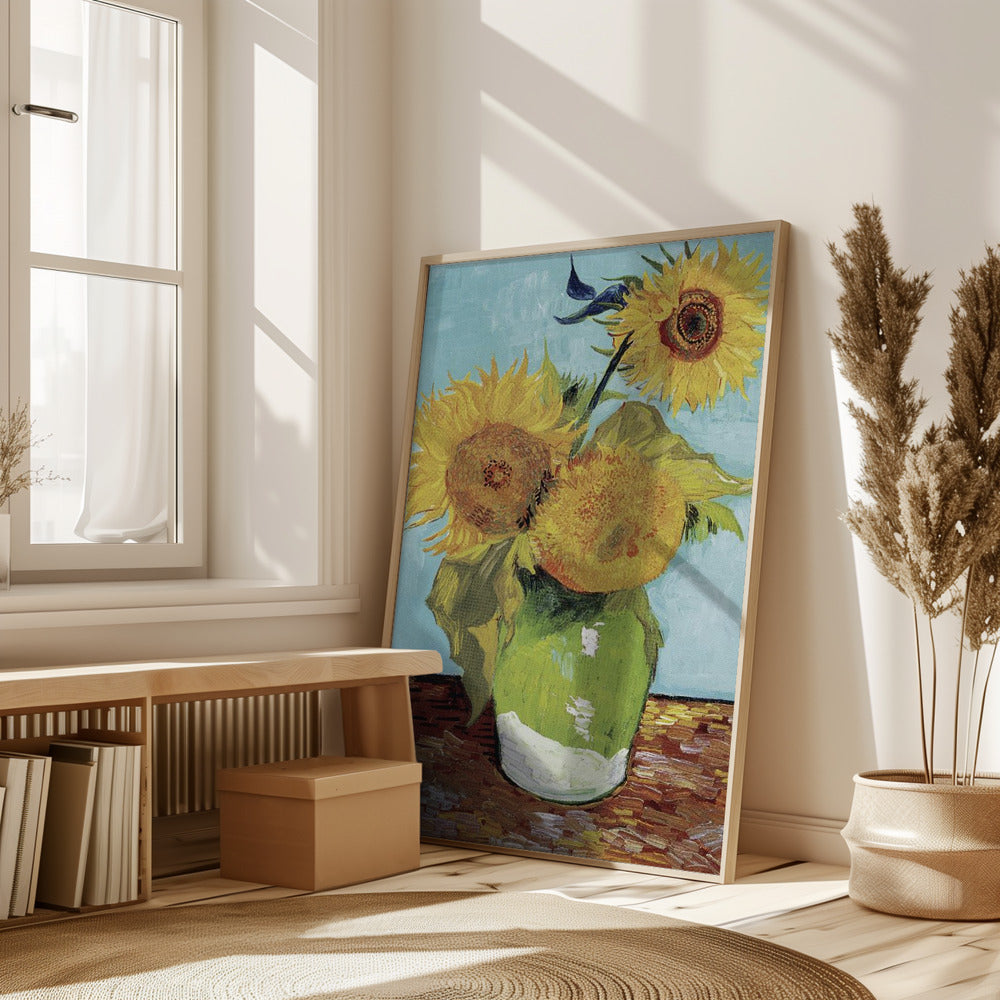 Vase With Three Sunflowers Poster