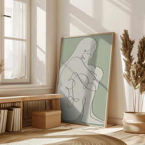 Sitting Woman Green Poster