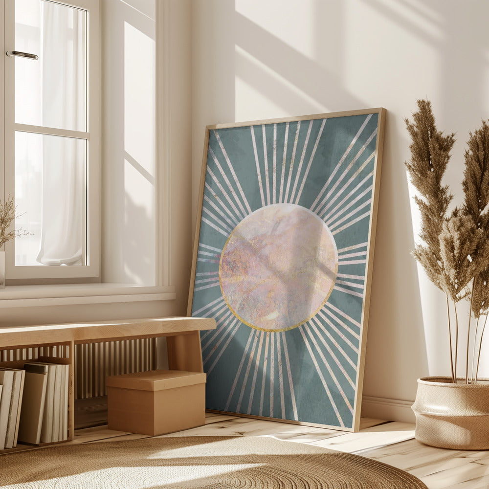 Deep Green Sun Rays Poster