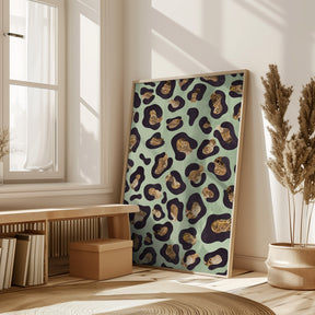 Gold leopard print green Poster