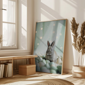 Bunny and Pastel Eggs Poster