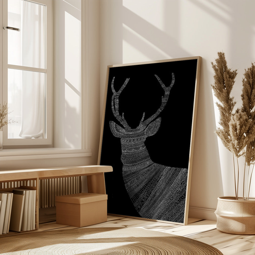 Stag Black Poster