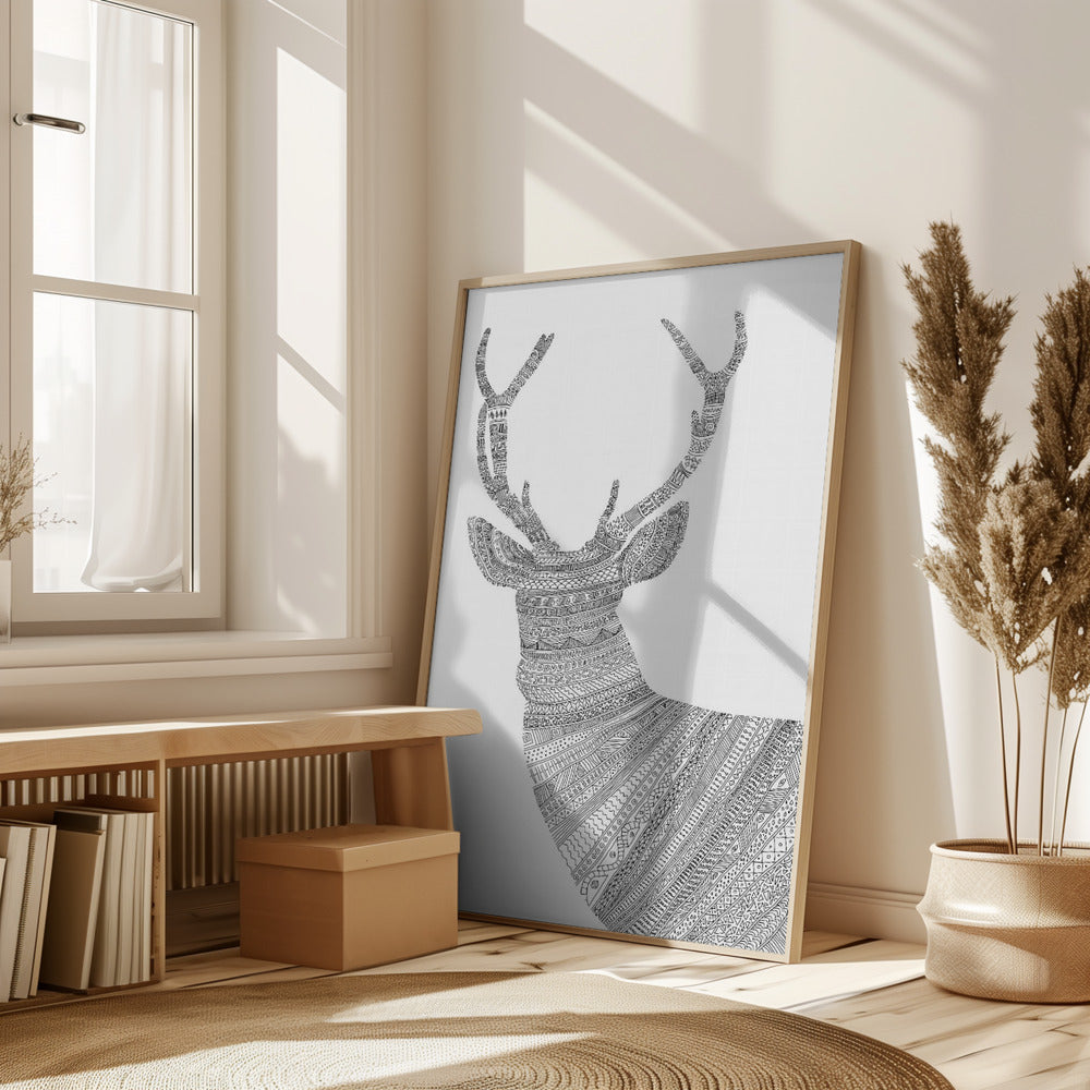 Stag White Poster