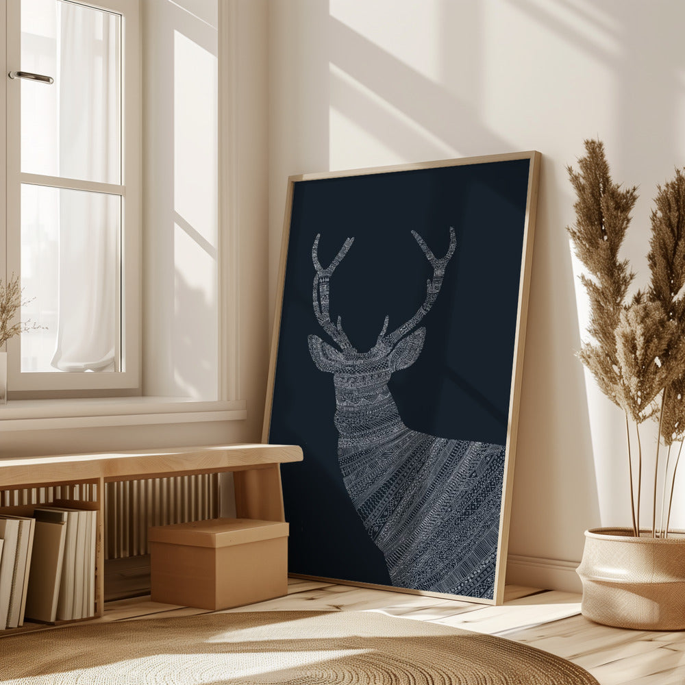 Stag Blue Poster