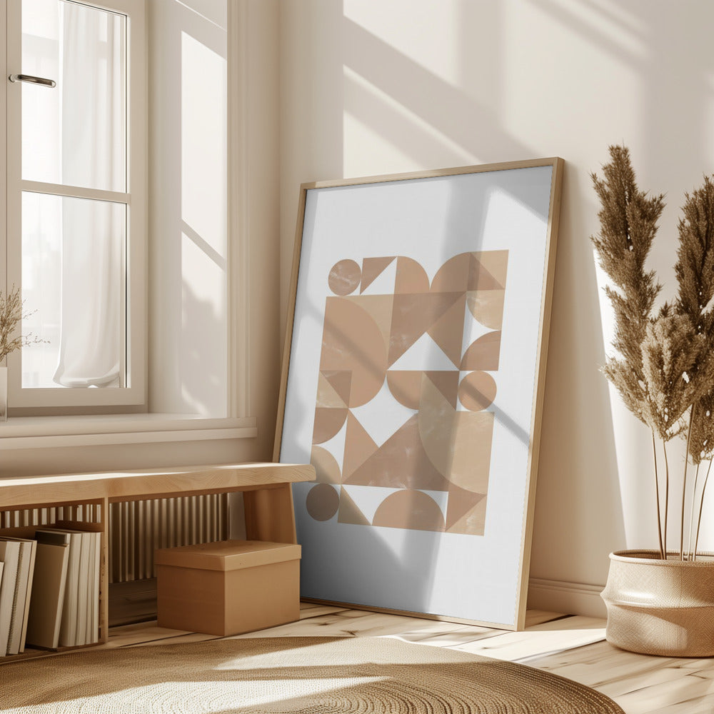 Beige Geometric Art Poster