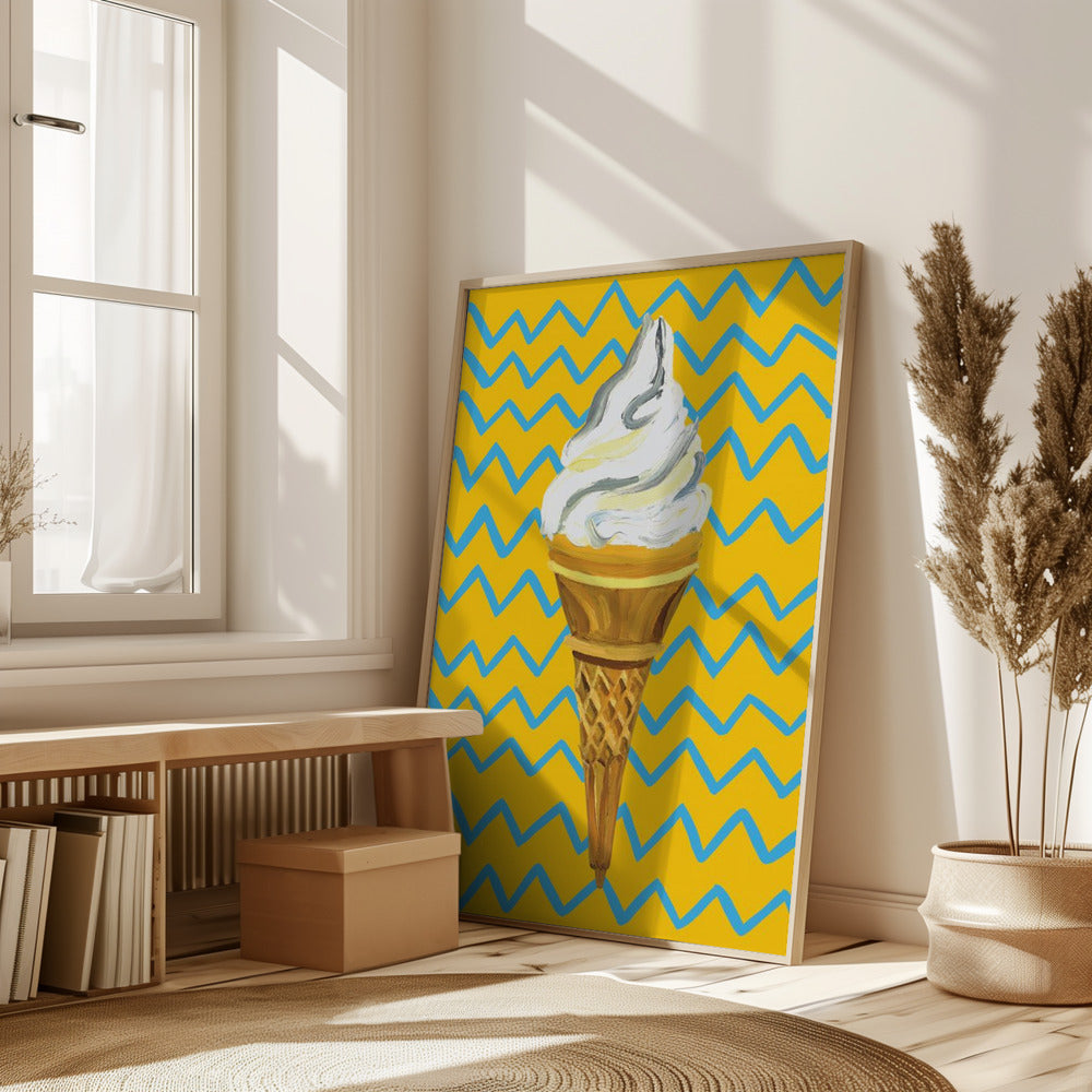 Ice Cream Yellow Zigzag Poster