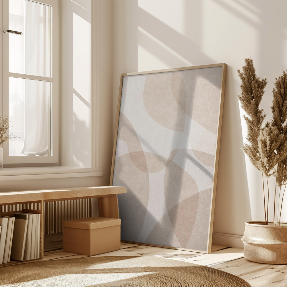 Abstract Beige Geometric Art Poster