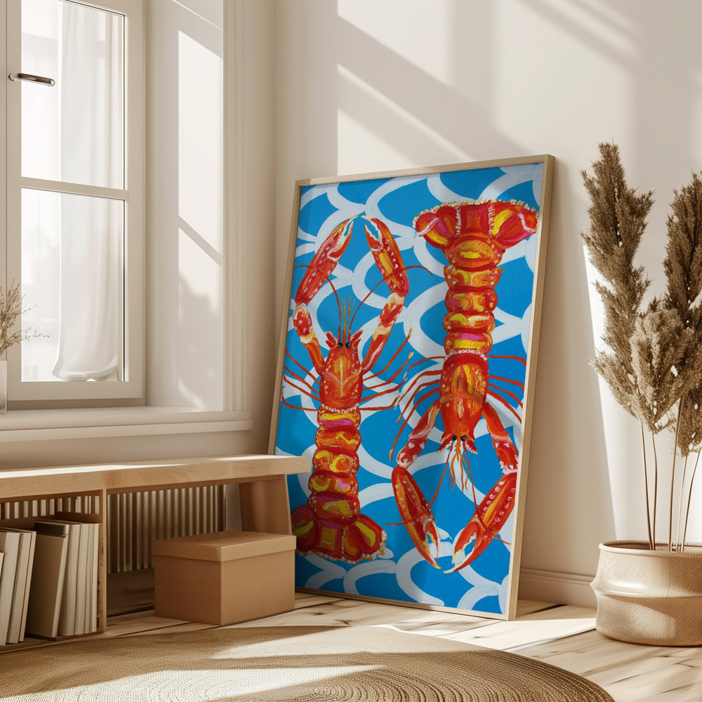 Langoustines On Blue Poster