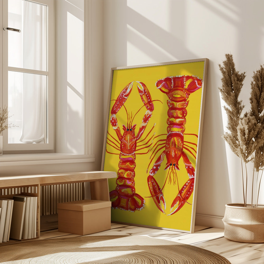 Langoustines On Yellow Poster