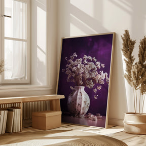 Dry Flowers On Purple Background Poster