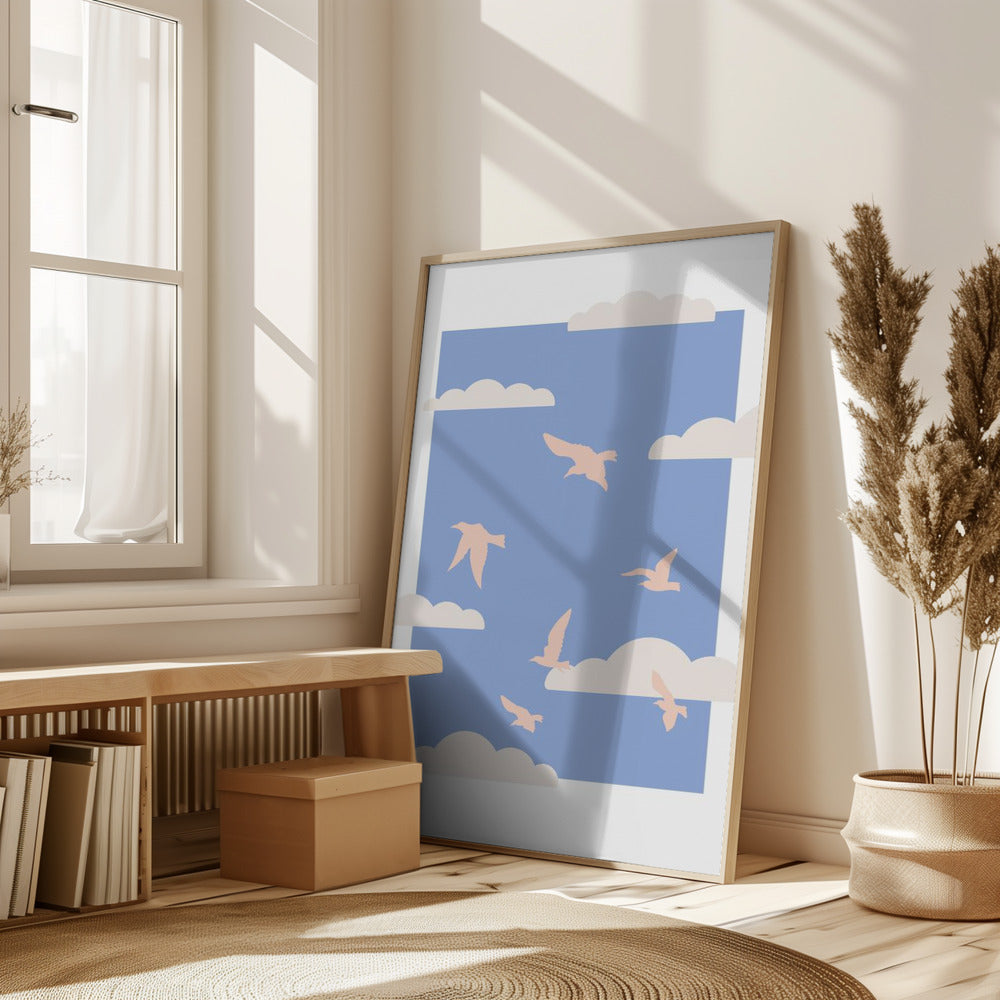 Clouds Bird Poster