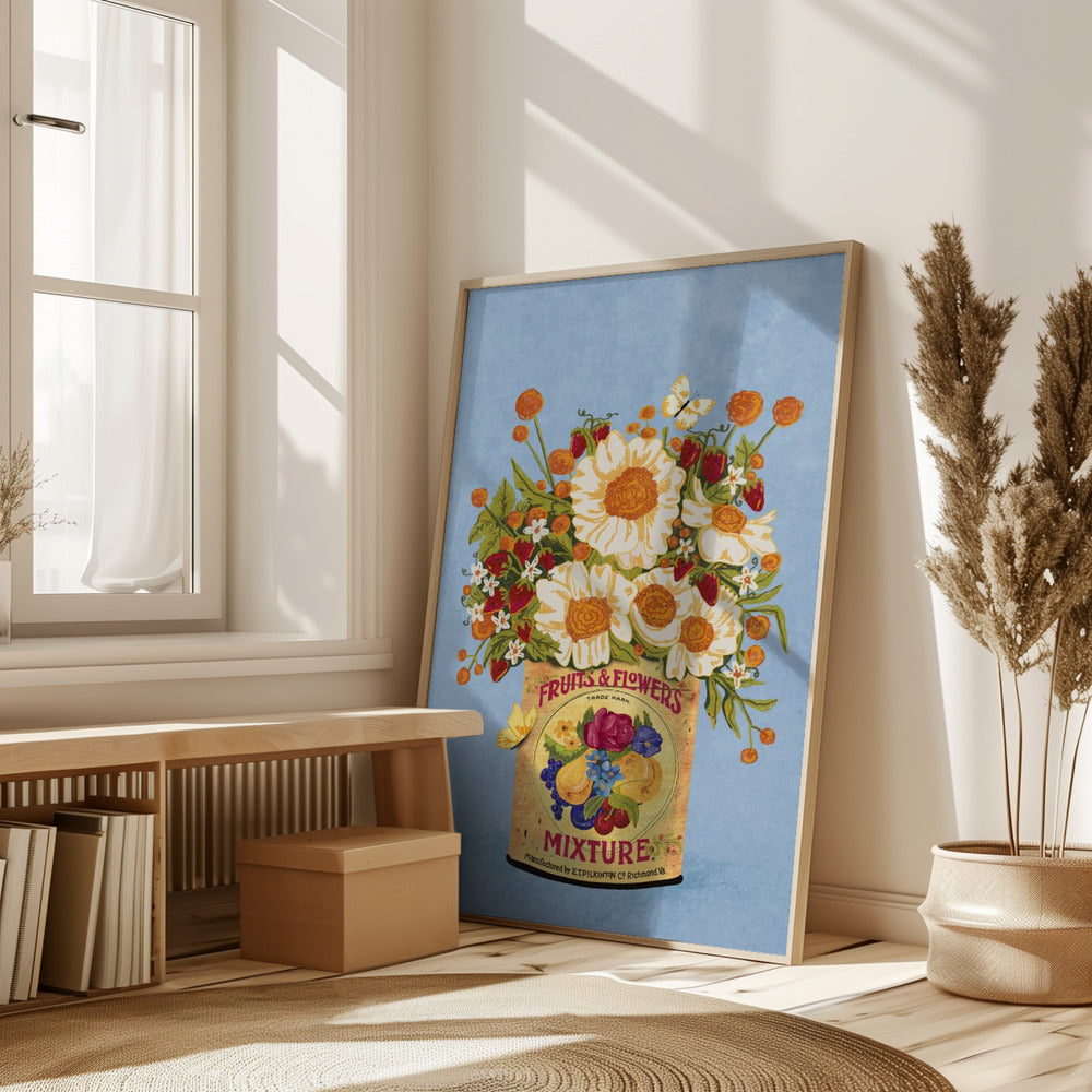 Flowers In a Vintage Tea Can Poster