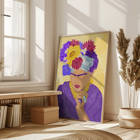 Frida and flowers Poster