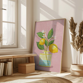 Lemon Bunch In Vase Poster