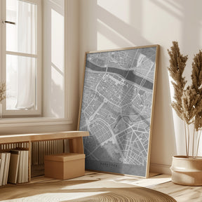 Map of Zaragoza downtown (Spain) in gray vintage style Poster