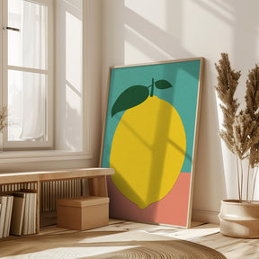 Lemon With Two Leaves Poster