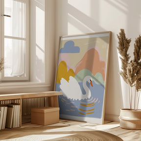 Swan In Lake Poster