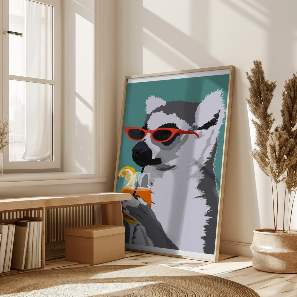 Jugdy Lemur with Drink Poster