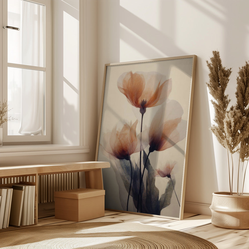 Parchment Flowers No 1 Poster