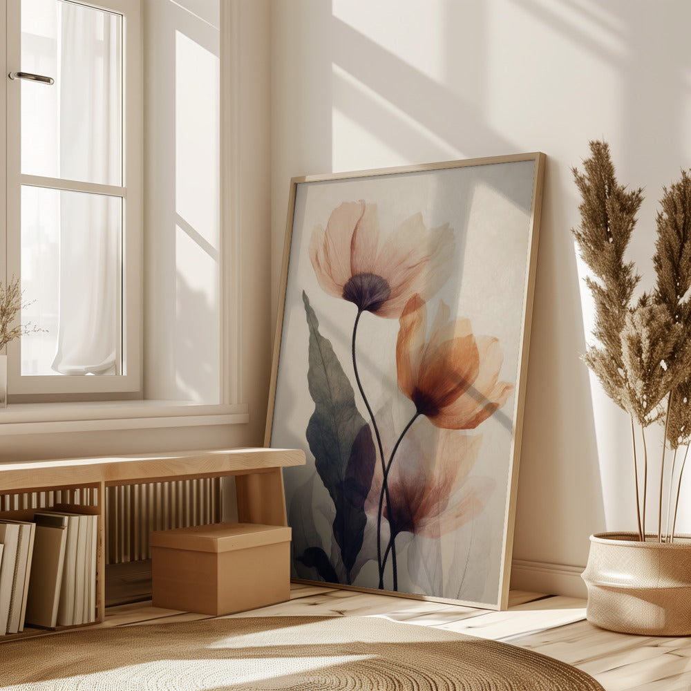 Parchment Flowers No 5 Poster